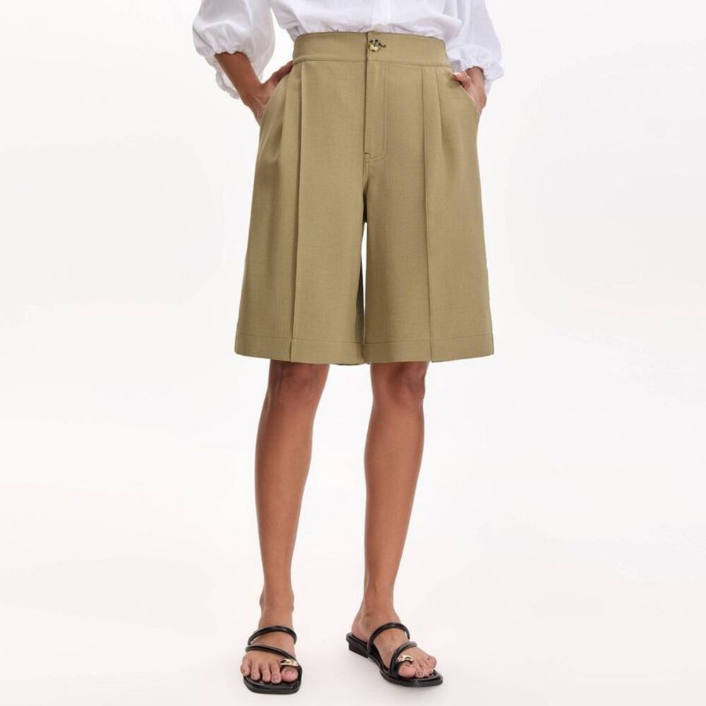 Women's High-Rise Bermuda Shorts - A New Day Khaki L